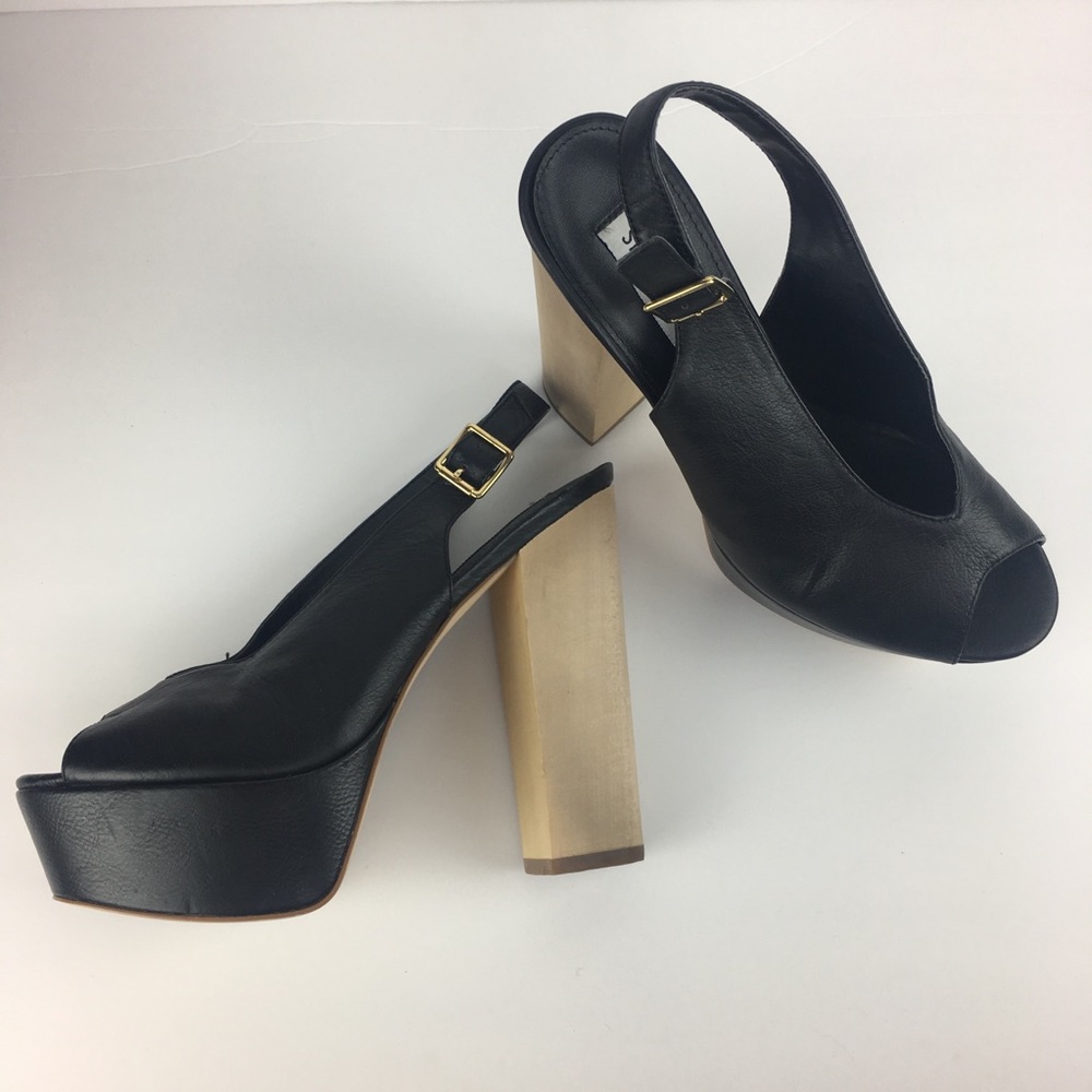 Steve Madden “Skinny” Black wood platform heels